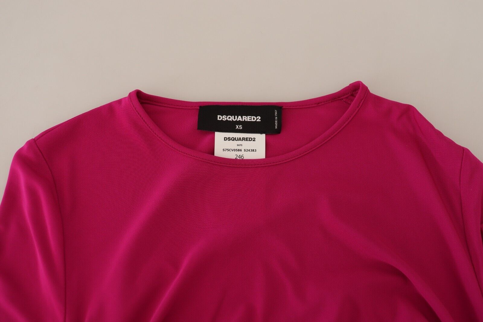 Dsquared² Fuşya Viskon Uzun Kollu Fırfırlı Mini Elbise
